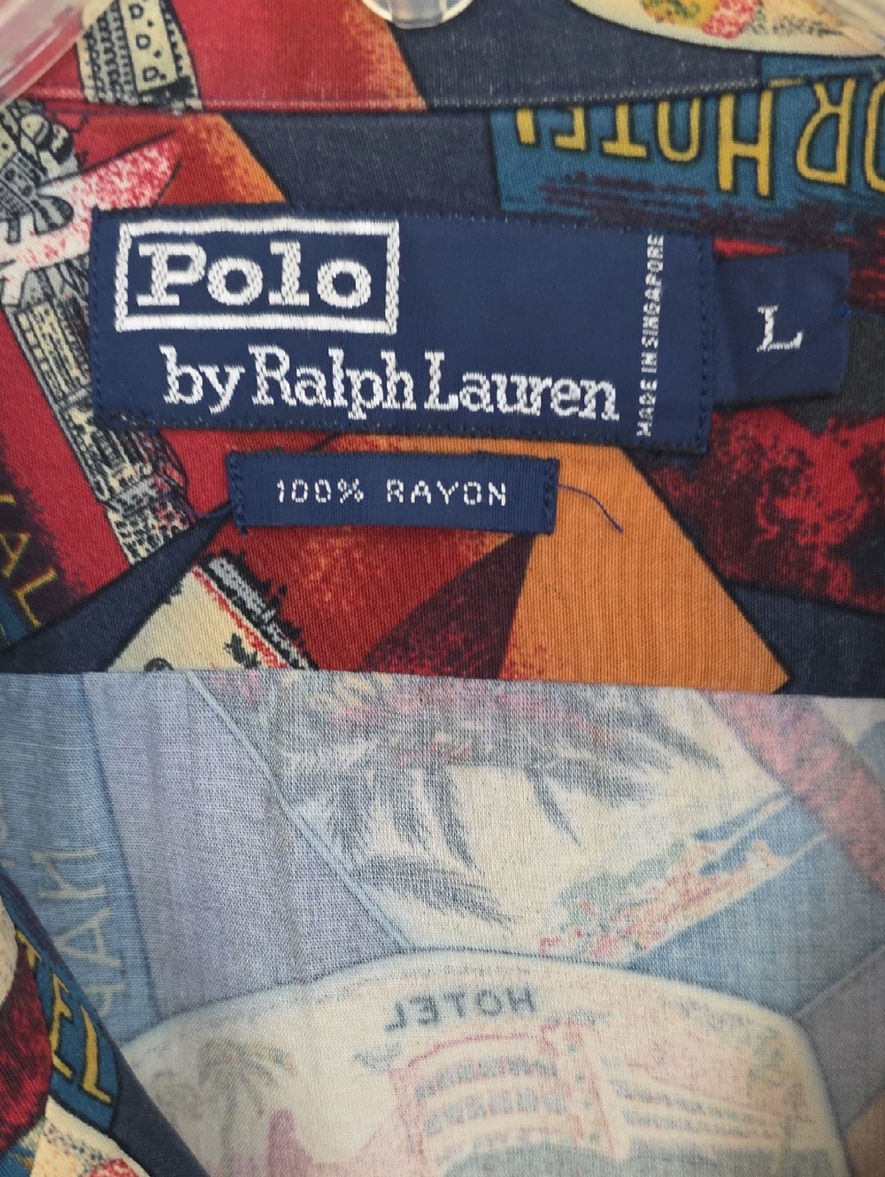 Polo By Ralph Lauren Multicolor Travel Print Ships & Hotels Short Sleeve Shirt L - Picture 4 of 16